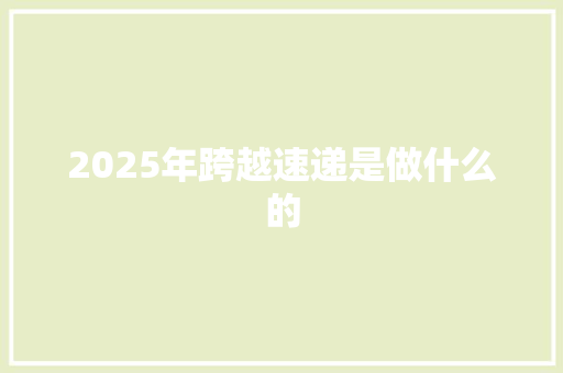 2025年跨越速递是做什么的