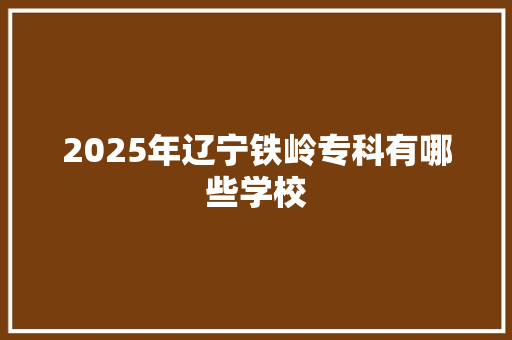 2025年辽宁铁岭专科有哪些学校