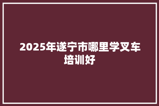 2025年遂宁市哪里学叉车培训好 未命名