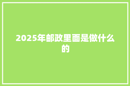 2025年邮政里面是做什么的