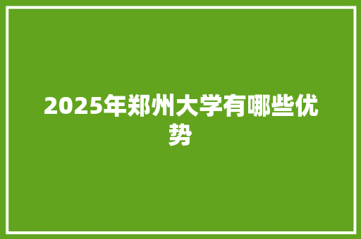 2025年郑州大学有哪些优势 未命名