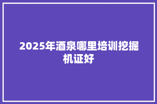 2025年酒泉哪里培训挖掘机证好 未命名