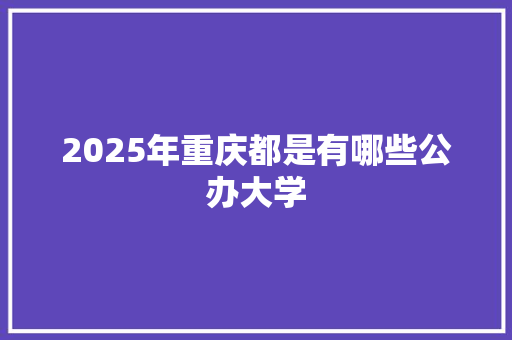 2025年重庆都是有哪些公办大学 未命名