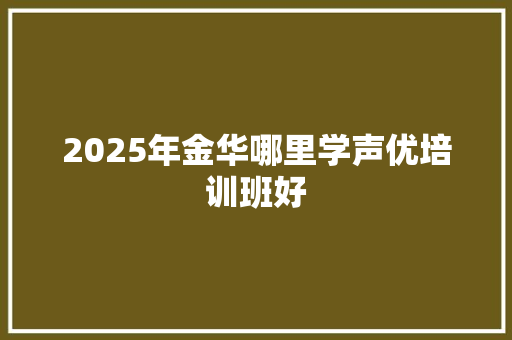 2025年金华哪里学声优培训班好 未命名