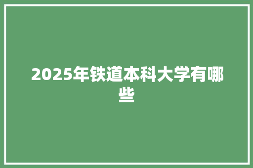 2025年铁道本科大学有哪些