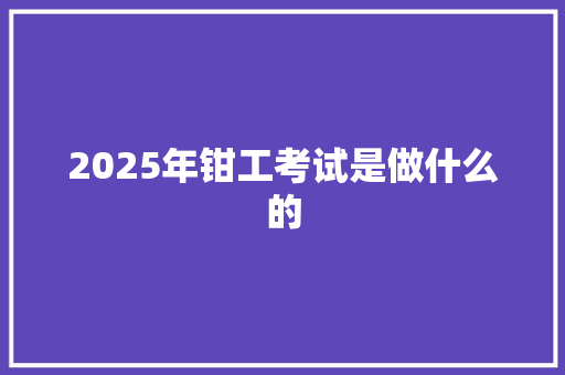 2025年钳工考试是做什么的