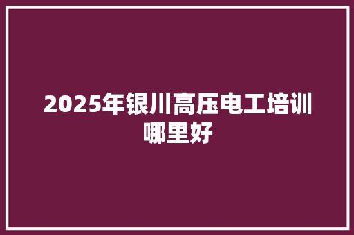 2025年银川高压电工培训哪里好