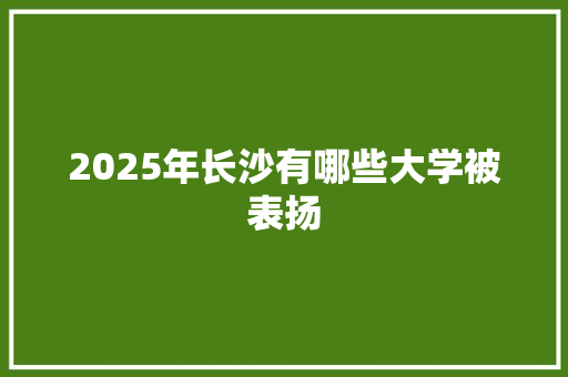 2025年长沙有哪些大学被表扬