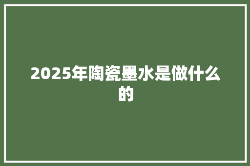 2025年陶瓷墨水是做什么的