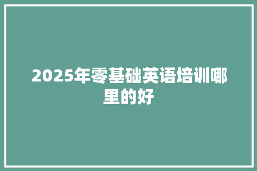 2025年零基础英语培训哪里的好 未命名