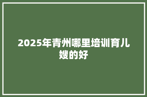 2025年青州哪里培训育儿嫂的好