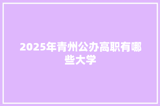 2025年青州公办高职有哪些大学