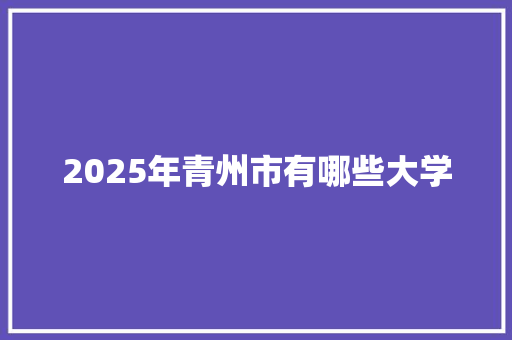 2025年青州市有哪些大学