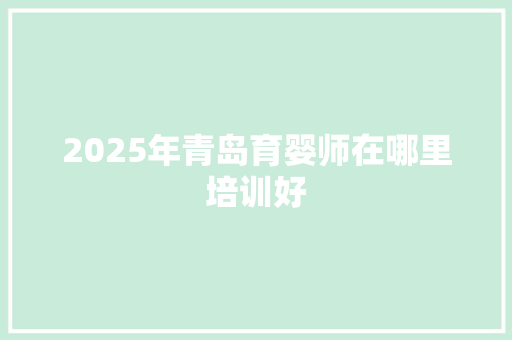 2025年青岛育婴师在哪里培训好 未命名