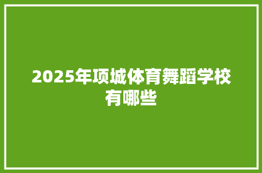 2025年项城体育舞蹈学校有哪些 未命名