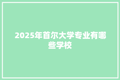 2025年首尔大学专业有哪些学校