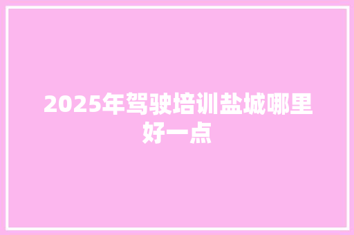 2025年驾驶培训盐城哪里好一点 未命名