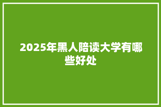 2025年黑人陪读大学有哪些好处