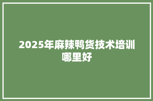 2025年麻辣鸭货技术培训哪里好 未命名