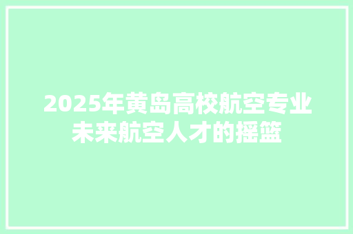 2025年黄岛高校航空专业未来航空人才的摇篮