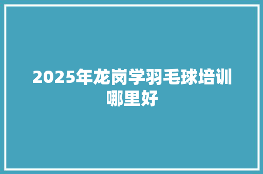 2025年龙岗学羽毛球培训哪里好