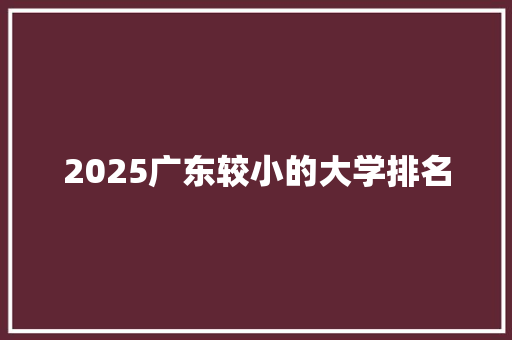 2025广东较小的大学排名