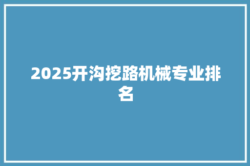 2025开沟挖路机械专业排名