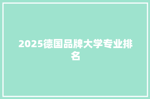 2025德国品牌大学专业排名 未命名