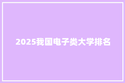 2025我国电子类大学排名