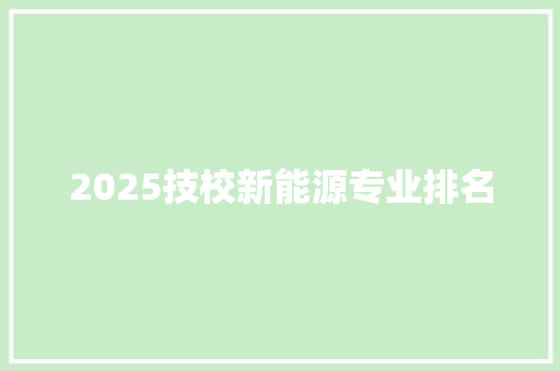 2025技校新能源专业排名 未命名