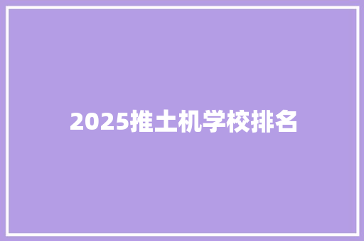 2025推土机学校排名