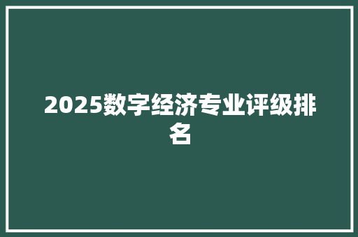 2025数字经济专业评级排名 未命名