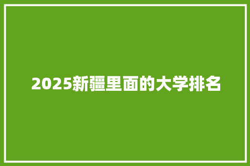 2025新疆里面的大学排名