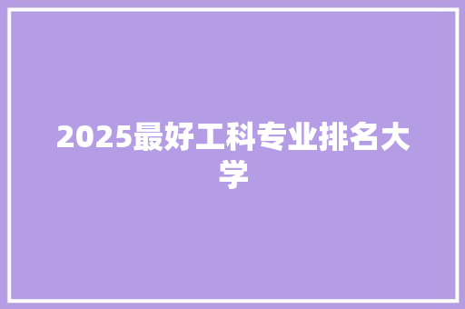 2025最好工科专业排名大学 未命名