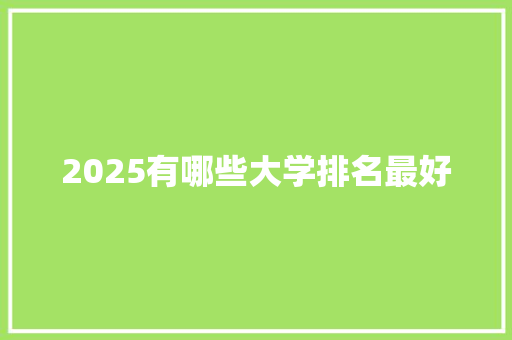 2025有哪些大学排名最好 未命名