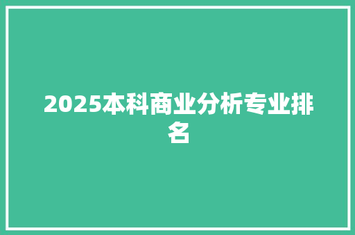 2025本科商业分析专业排名