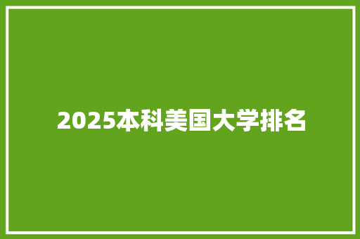 2025本科美国大学排名