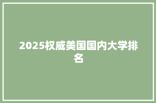 2025权威美国国内大学排名 未命名