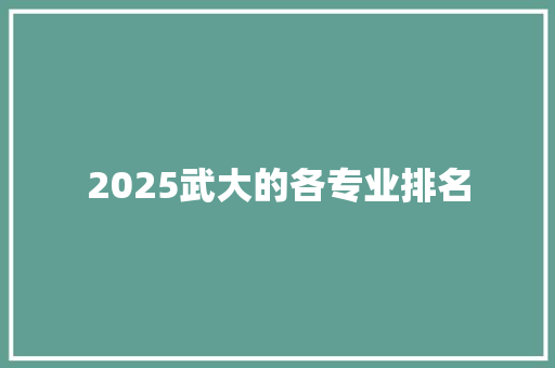 2025武大的各专业排名 未命名