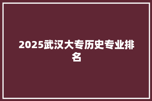 2025武汉大专历史专业排名