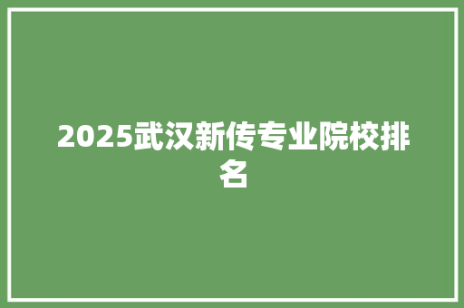 2025武汉新传专业院校排名 未命名