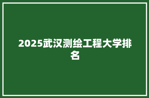 2025武汉测绘工程大学排名 未命名