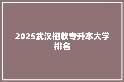 2025武汉招收专升本大学排名 未命名