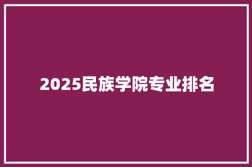 2025民族学院专业排名