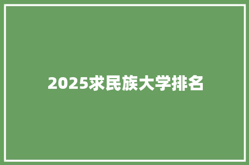 2025求民族大学排名 未命名