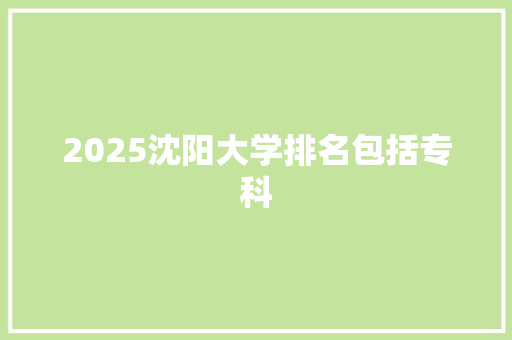 2025沈阳大学排名包括专科 未命名