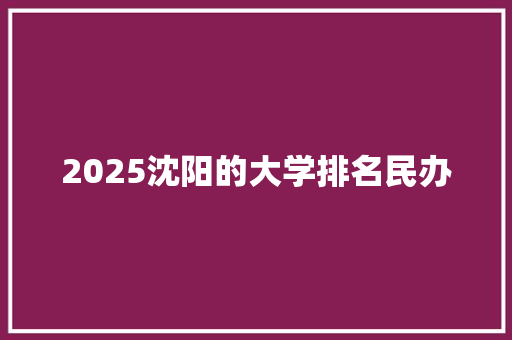 2025沈阳的大学排名民办 未命名