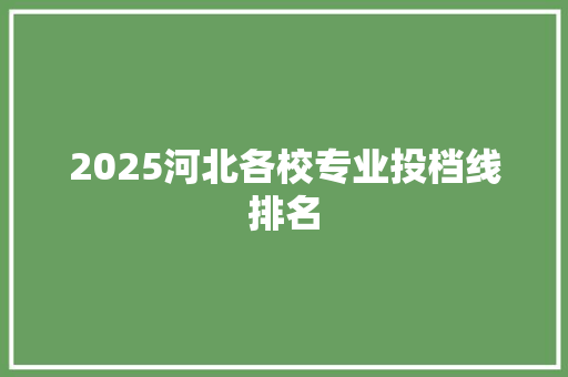 2025河北各校专业投档线排名 未命名