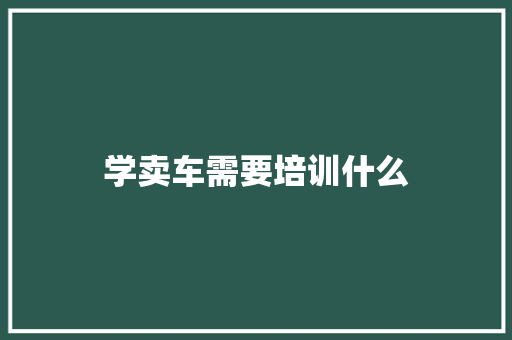 学卖车需要培训什么 未命名