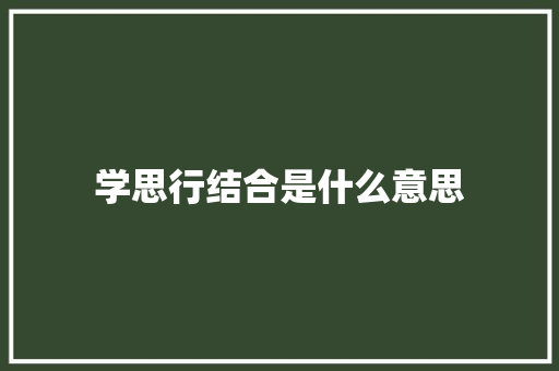 学思行结合是什么意思